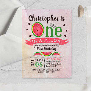 Invitations En Acrylique Un sur un melon 1er anniversaire
