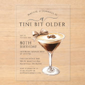 Invitations En Acrylique Un Tini Bit 80e anniversaire Espresso Martini (Recto)
