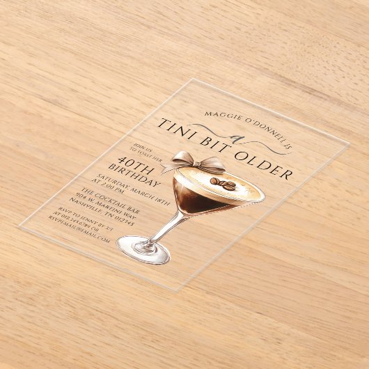 Invitations En Acrylique Un Tini Bit plus vieux 40e anniversaire Espresso M (Poser)