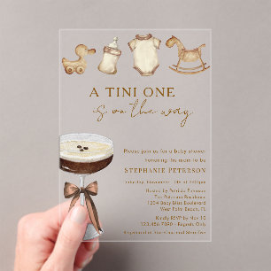 Invitations En Acrylique Un Tini en route, Baby Shower Espresso Martini