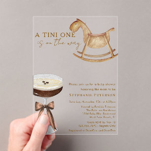 Invitations En Acrylique Un Tini en route, Baby Shower Espresso Martini