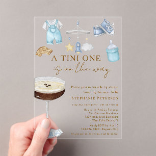 Invitations En Acrylique Un Tini en route, Baby Shower Espresso Martini