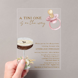 Invitations En Acrylique Un Tini One Rose Paci Espresso Martini Baby Shower