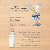 Invitations En Acrylique Un Tini Se Trouve Sur Le Chemin Du Baby shower Blu (Recto)