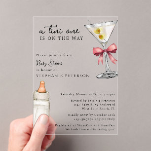 Invitations En Acrylique Un Tini Un Arrive Fête Prénatale Pink Martini Bébé