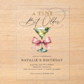Invitations En Acrylique Un Tini Un Peu Plus Ancien Martini Rose Bow Annive (Recto)