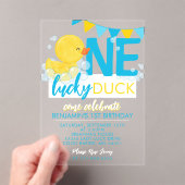 Invitations En Acrylique Une aquarelle Lucky Duck 1er anniversaire (In situ (ordinateur de poche))