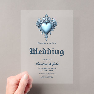 Invitations En Acrylique Une arche ouvragée bleu clair aux accents floraux,
