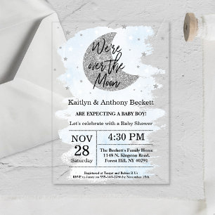 Invitations En Acrylique Une Fête au Clair de Lune Baby Shower Garçon