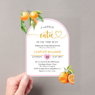 Invitations En Acrylique Une jolie Baby Shower rose tout-en-un