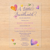 Invitations En Acrylique Une Petite Amoureuse Est En Chemin De Baby shower (Recto)