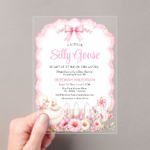 Invitations En Acrylique Une petite Baby Shower Cottagecore rose pour une o