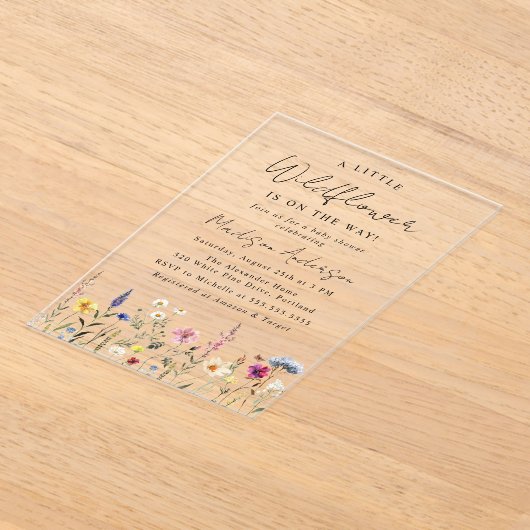 Invitations En Acrylique Une petite fille Wildflower (Poser)