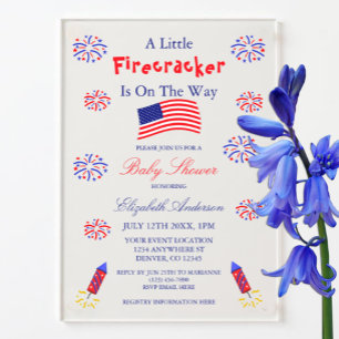 Invitations En Acrylique Une petite pétarde est en route Baby Shower