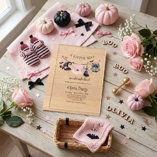 Invitations En Acrylique Une petite sorcière chapeau et noeud rose Baby Sho