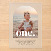 Invitations En Acrylique Une photo en arc Premier anniversaire (Recto)