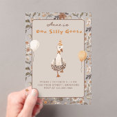 Invitations En Acrylique Une Soie Neutre Oie 1er Anniversaire (In situ (ordinateur de poche))