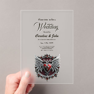 Invitations En Acrylique Une symbiose gothique, un hert élégant et des crân