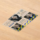 Invitations En Acrylique Unique Bleu & Jaune Graduation 3 Photo Frosted (Poser)