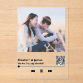 Invitations En Acrylique Unique Couple Photo Music Plaque QR Code Mariage (Recto)