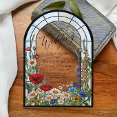 Invitations En Acrylique Unique Wildflower Stained Glass Arch Wedding