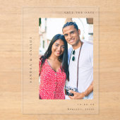 Invitations En Acrylique V MOD 2 Photo simple Enregistrer la date (Recto)