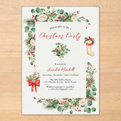 Invitations En Acrylique Vacances Aquarelle Verdure Fête de Noël Holly (Recto)
