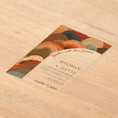 Invitations En Acrylique Vagues Abstraites rétro Mariage orange en terre cu (Poser)