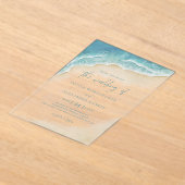 Invitations En Acrylique Vagues de l'océan bleu Mariage de plage d'été (Poser)