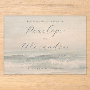 Invitations En Acrylique Vagues de plage bleues tranquilles
