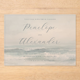Invitations En Acrylique Vagues tranquilles de la plage bleue