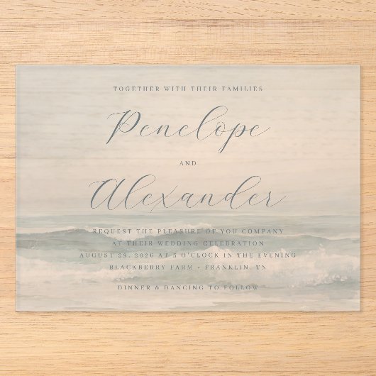 Invitations En Acrylique Vagues tranquilles de la plage bleue (Recto)