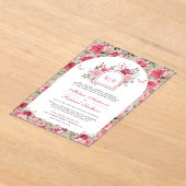 Invitations En Acrylique Valentine Pink Red Roses Butterfly Arch Wedding (Poser)