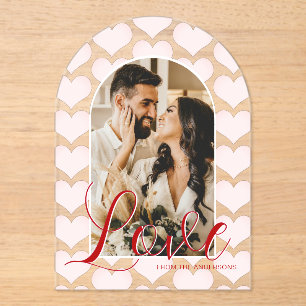 Invitations En Acrylique Valentines Jour Arc Carte photo personnalisé