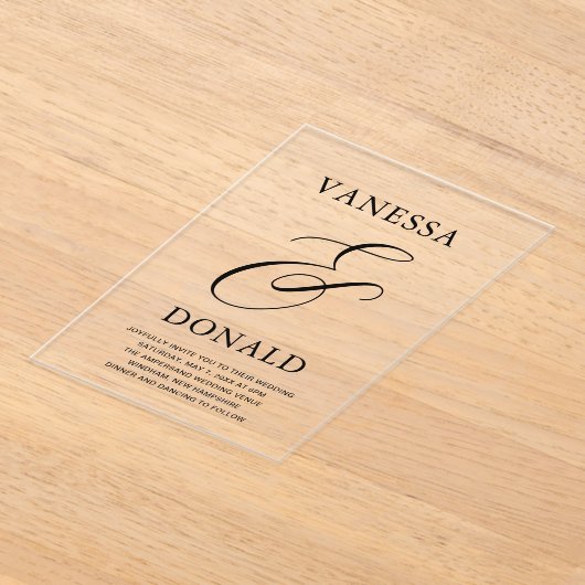 Invitations En Acrylique Vanessa Mariage moderne (Poser)