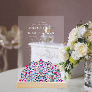 Invitations En Acrylique Variant Pacifique Ouest Ovale Classique Mandala Ma