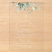 Invitations En Acrylique Végétation, feuilles d'eucalyptus, Boho, Confirmat (Recto)