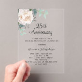 Invitations En Acrylique Végétation florale 25e anniversaire mariage clair (In situ (ordinateur de poche))