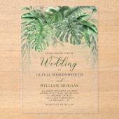 Invitations En Acrylique Végétation tropicale Feuille Aquarelle Plage Maria (Recto)