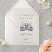 Invitations En Acrylique Venue Sketch Minimalist for Wedding