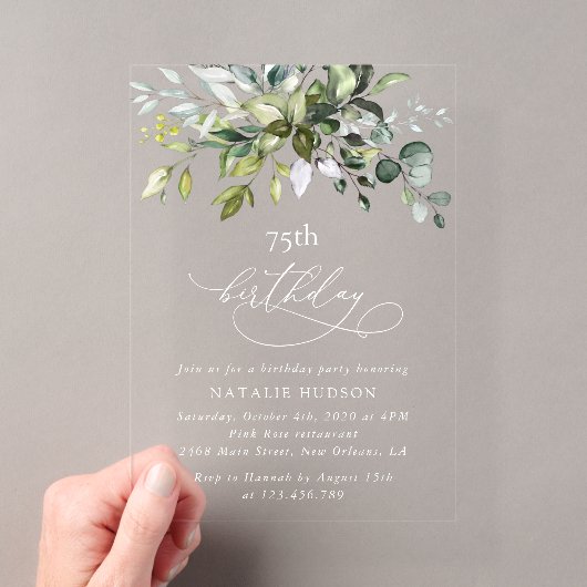 Invitations En Acrylique Verdure, feuilles d'eucalyptus, Boho, Anniversaire (In situ (ordinateur de poche))