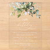 Invitations En Acrylique Verdure, feuilles d'eucalyptus, Boho, Anniversaire (Recto)