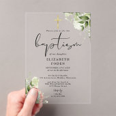 Invitations En Acrylique Verdure rustique Floral Élégant Baptême moderne (In situ (ordinateur de poche))