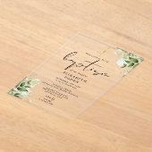 Invitations En Acrylique Verdure rustique Floral Élégant Baptême moderne (Poser)