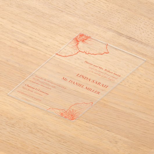 Invitations En Acrylique Verona Sunset Clematis Dessin Mariage officiel 💍 (Poser)