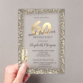 Invitations En Acrylique Verre de Champagne de luxe Gold Confetti Frame 60e (In situ (ordinateur de poche))