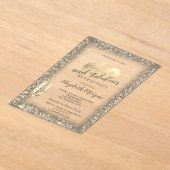 Invitations En Acrylique Verre de Champagne de luxe Gold Confetti Frame 60e (Poser)