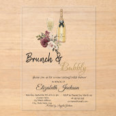 Invitations En Acrylique Verre humide Brunch Floral & Fête des mariées Bubb (Recto)