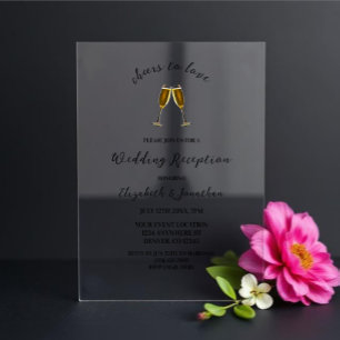 Invitations En Acrylique Verres à champagne À l'amour Réception de mariage