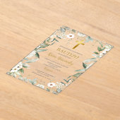 Invitations En Acrylique Vert acrylique fleurs blanches Baptême espagnol (Poser)